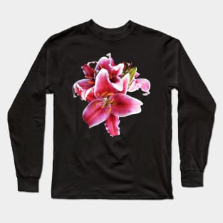 Lilies - Cluster of Stargazer Lilies Long Sleeve T-Shirt